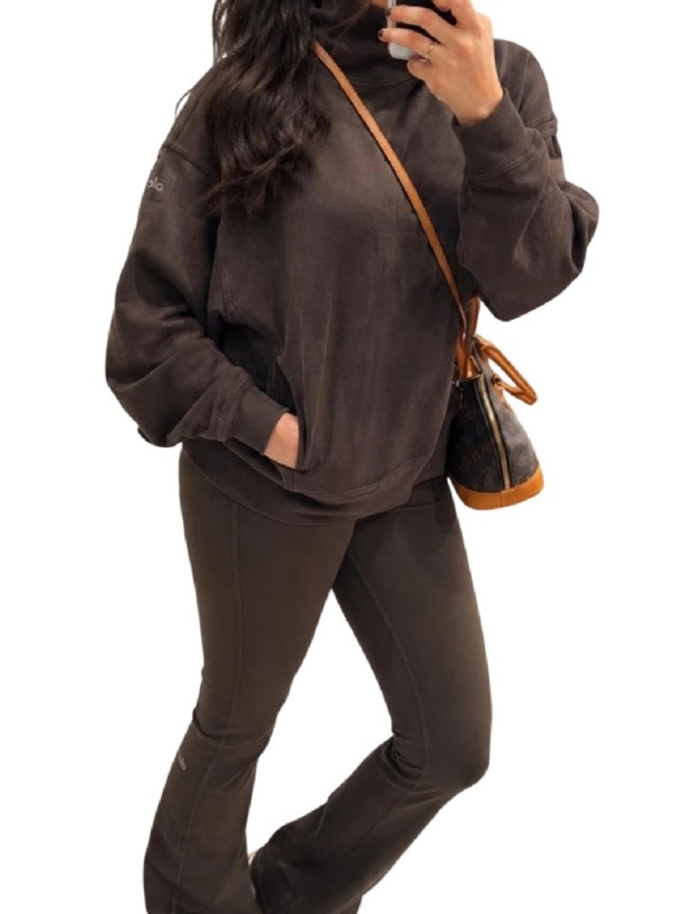 Alo Yoga Flare pants and Matching Sweater Espresso Color Set